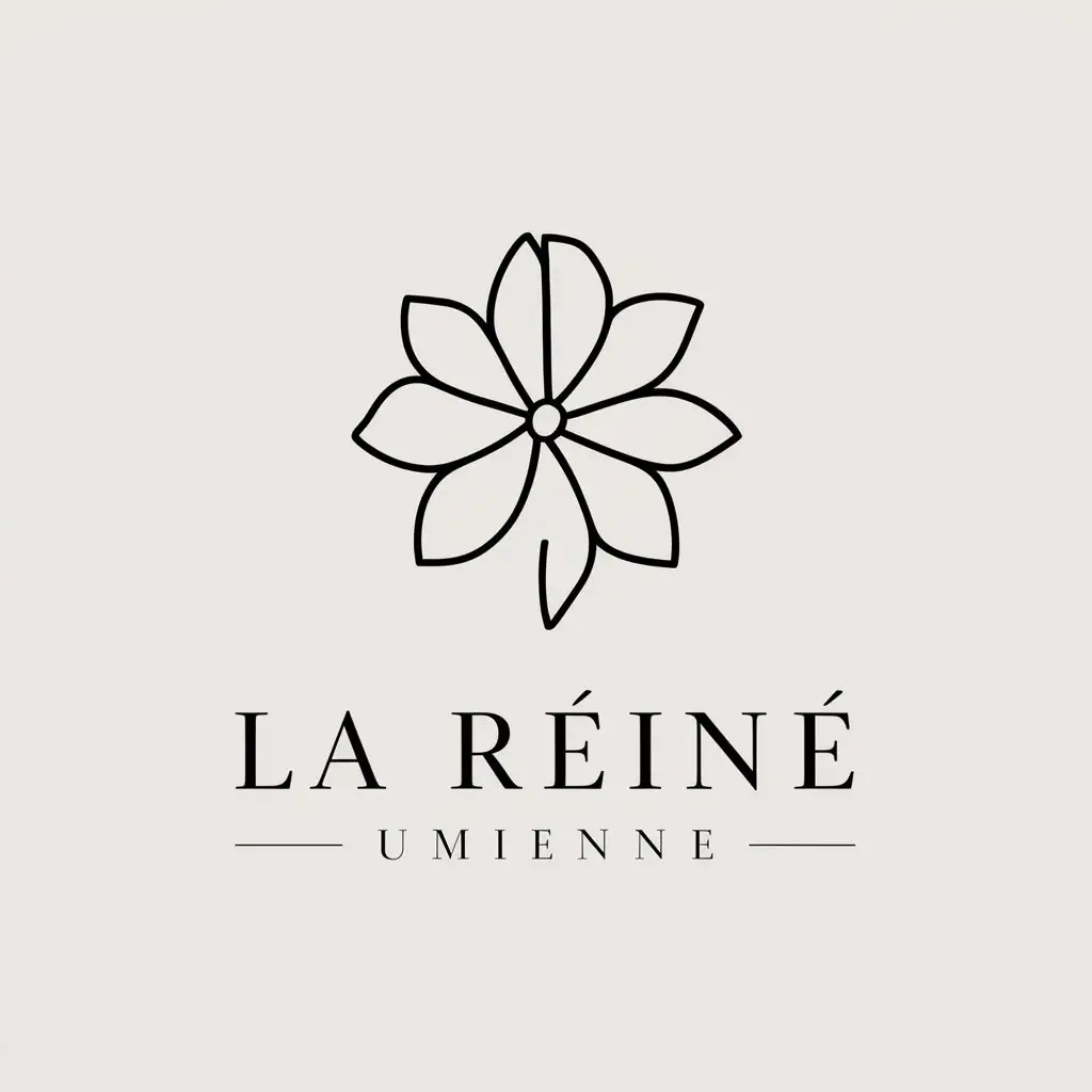 a vector logo design,with the text "La Reine umienne", main symbol:flower,Minimalistic,be used in Beauty Spa industry,clear background