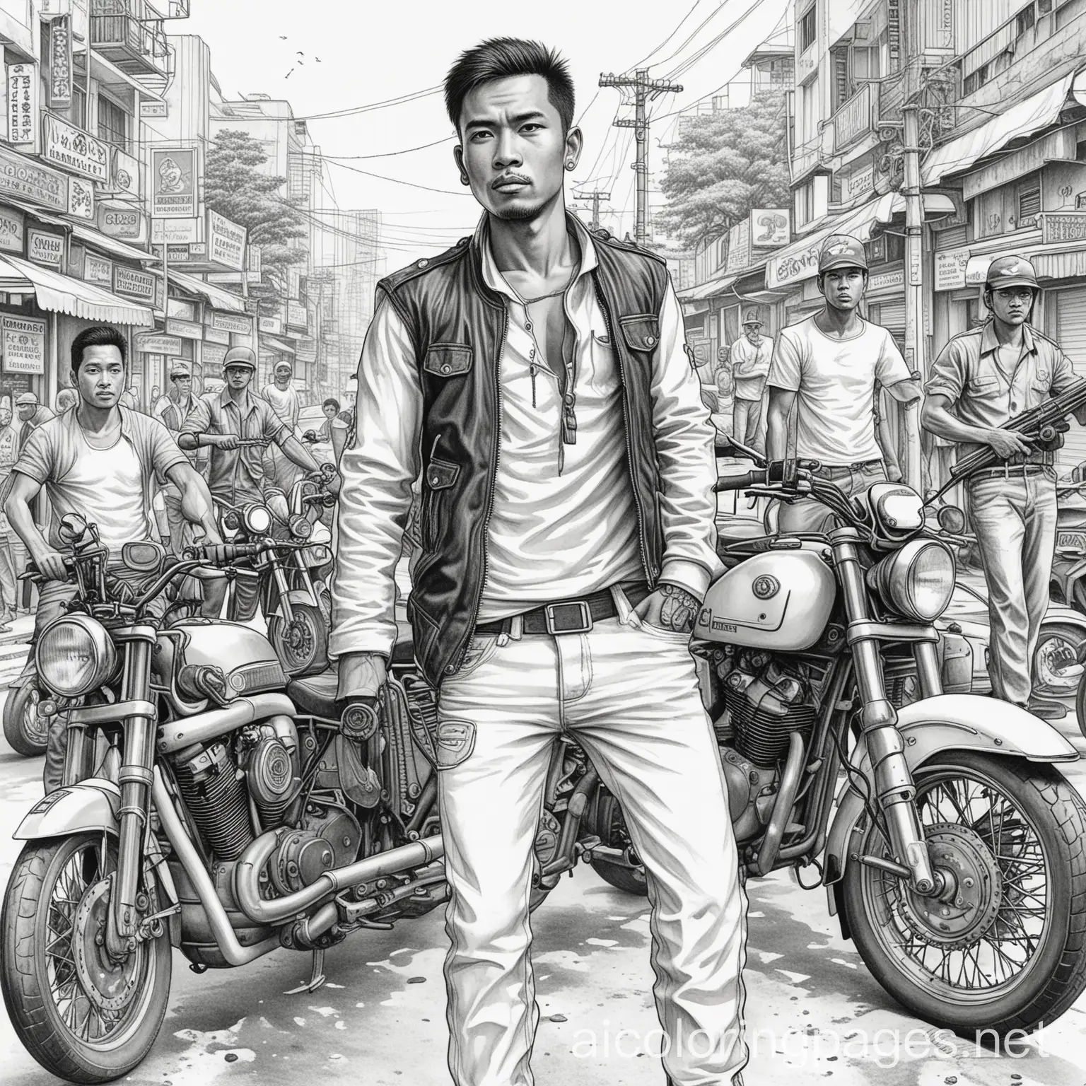 Urban-Motorcycle-Gangsters-on-the-Streets-Coloring-Page