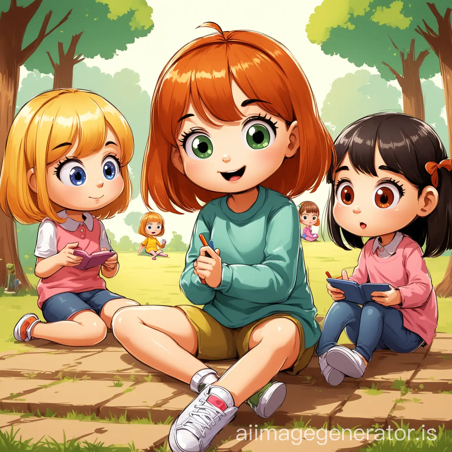 Smart-Cartoon-Girl-Playing-with-Friends-in-a-Fun-Environment