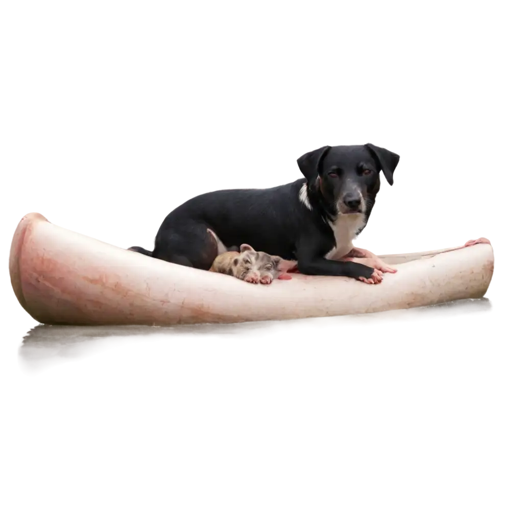 PNG-Image-of-Dog-Riding-Pig-on-Riverbank-Artistic-and-Whimsical-Visual-Creation