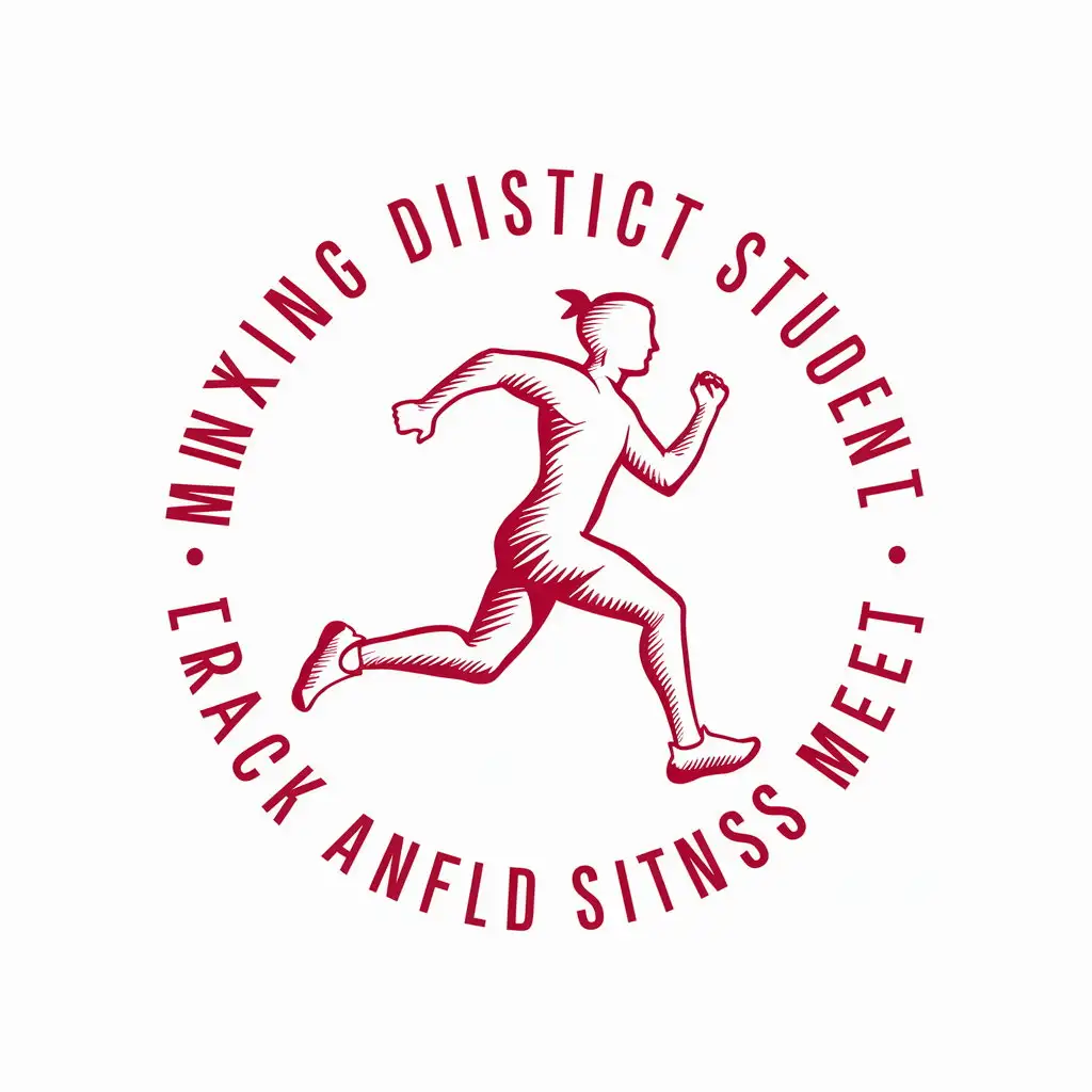 a vector logo design,with the text "Minxing district student track and field sports meet", main symbol:Exercising, round outline, sketching the silhouette of a running student,Moderate,be used in Sports Fitness industry,clear background