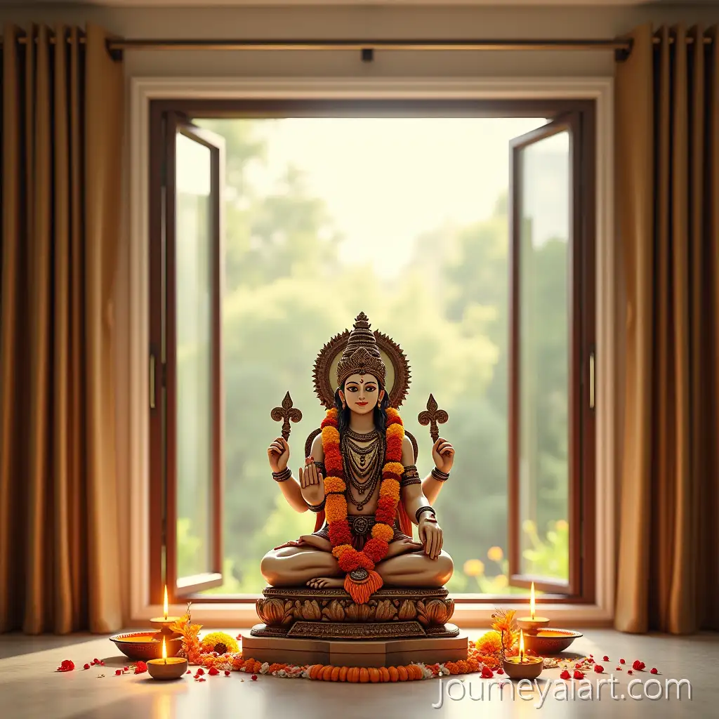 Divine-Lord-VishnuAI-Art-Prompt-Expansion-Statue-in-Modern-Indian-Home-with-Elegant-uPVC-Window-and-Spiritual-Atmosphere