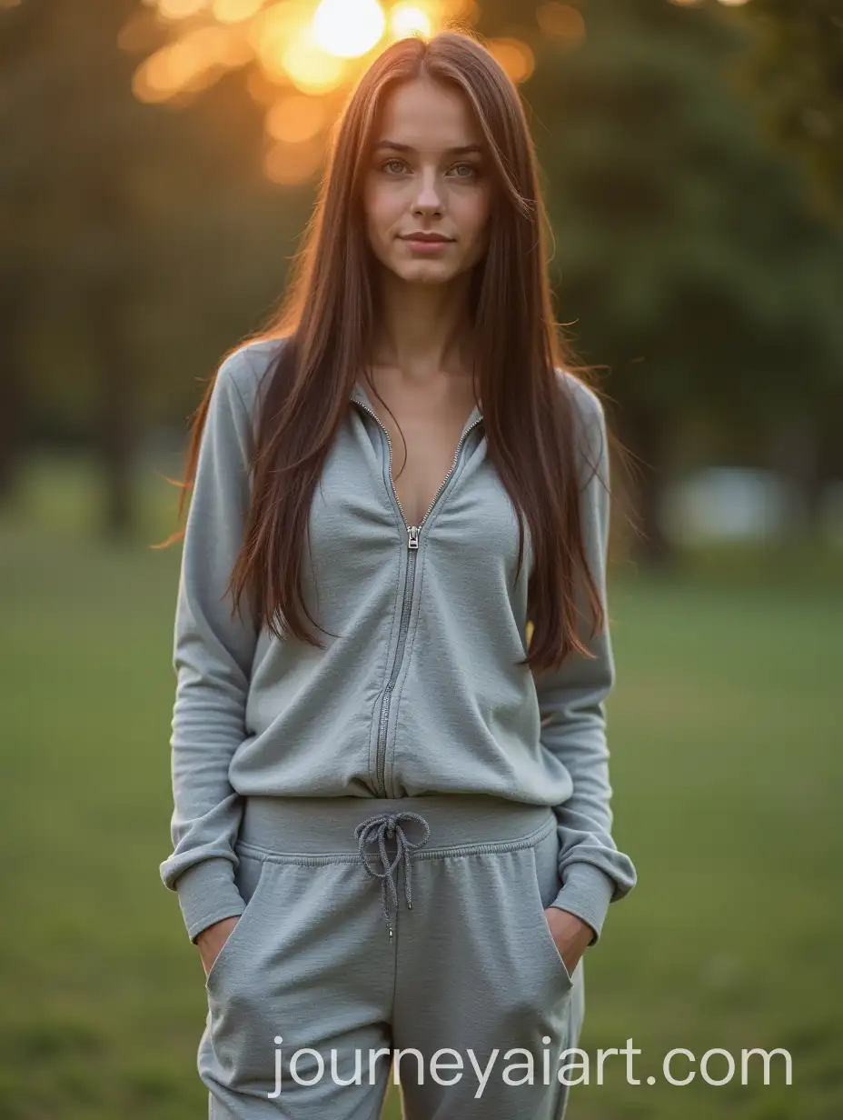 Young-European-Girl-with-Long-Brown-Hair-in-a-Park-at-Evening