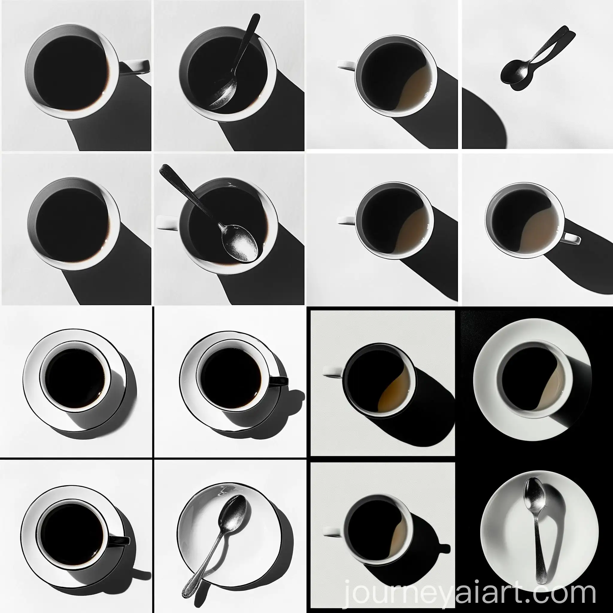 Minimalist-Collage-of-Tea-Cup-and-Spoon-in-Black-and-White