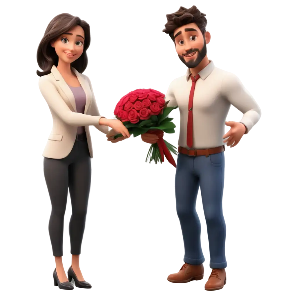 3D-Animated-PNG-of-a-Man-Handing-a-Rose-Bouquet-to-His-Woman-Perfect-for-Romantic-Illustrations