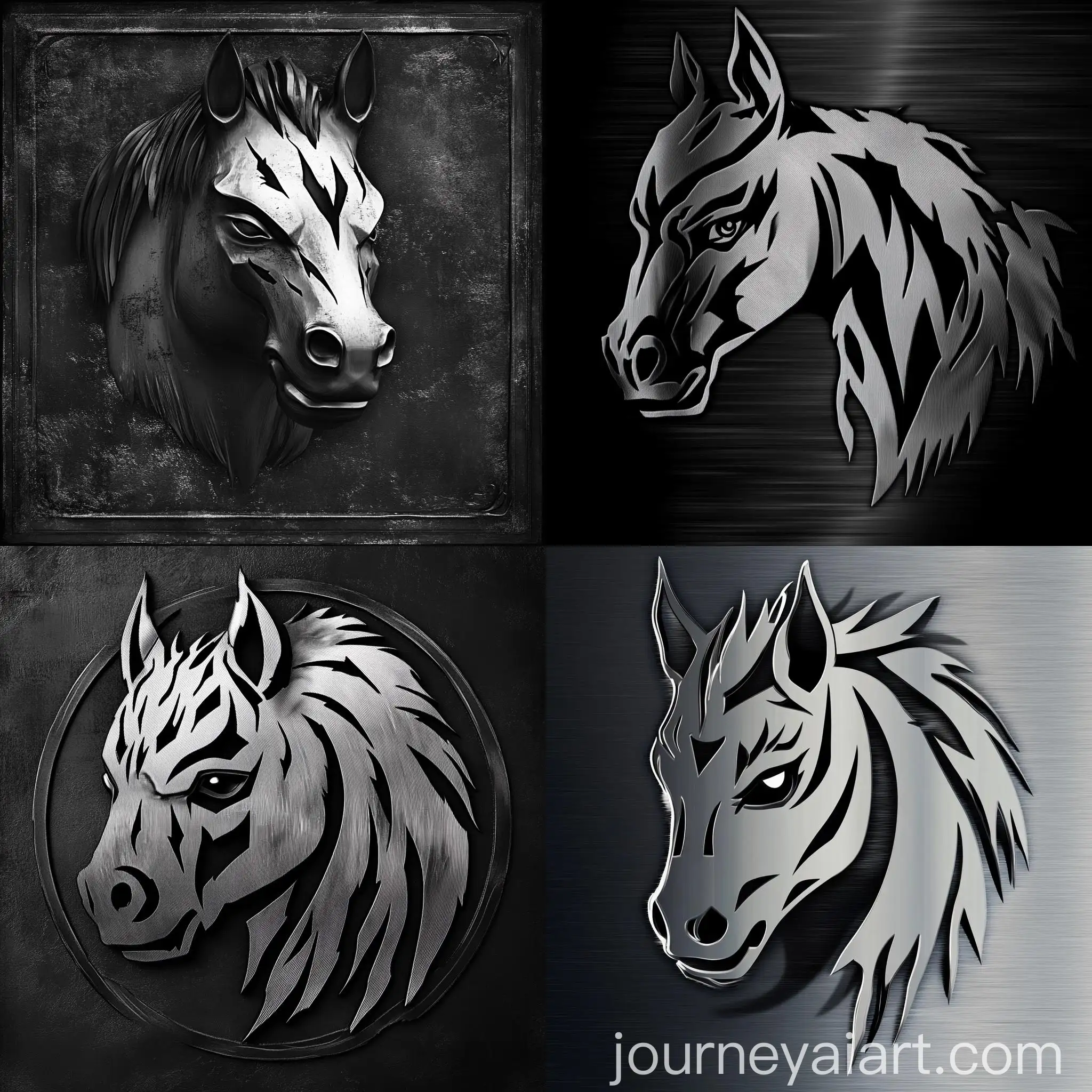Metal-Horse-Icon-on-Black-and-White-Background