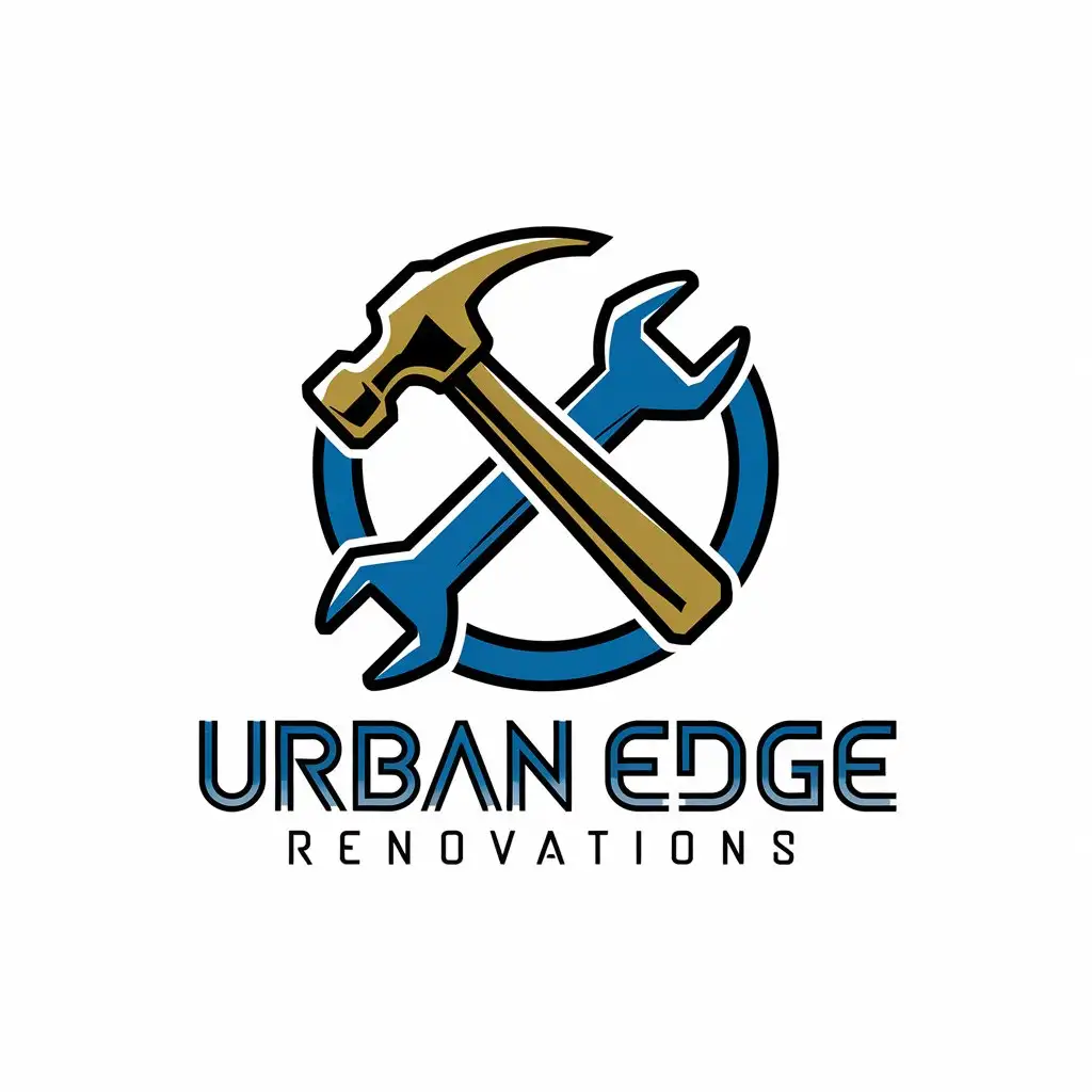 LOGO Design for Urban Edge Renovations Luxury Blue Gold Minimalist Symbol