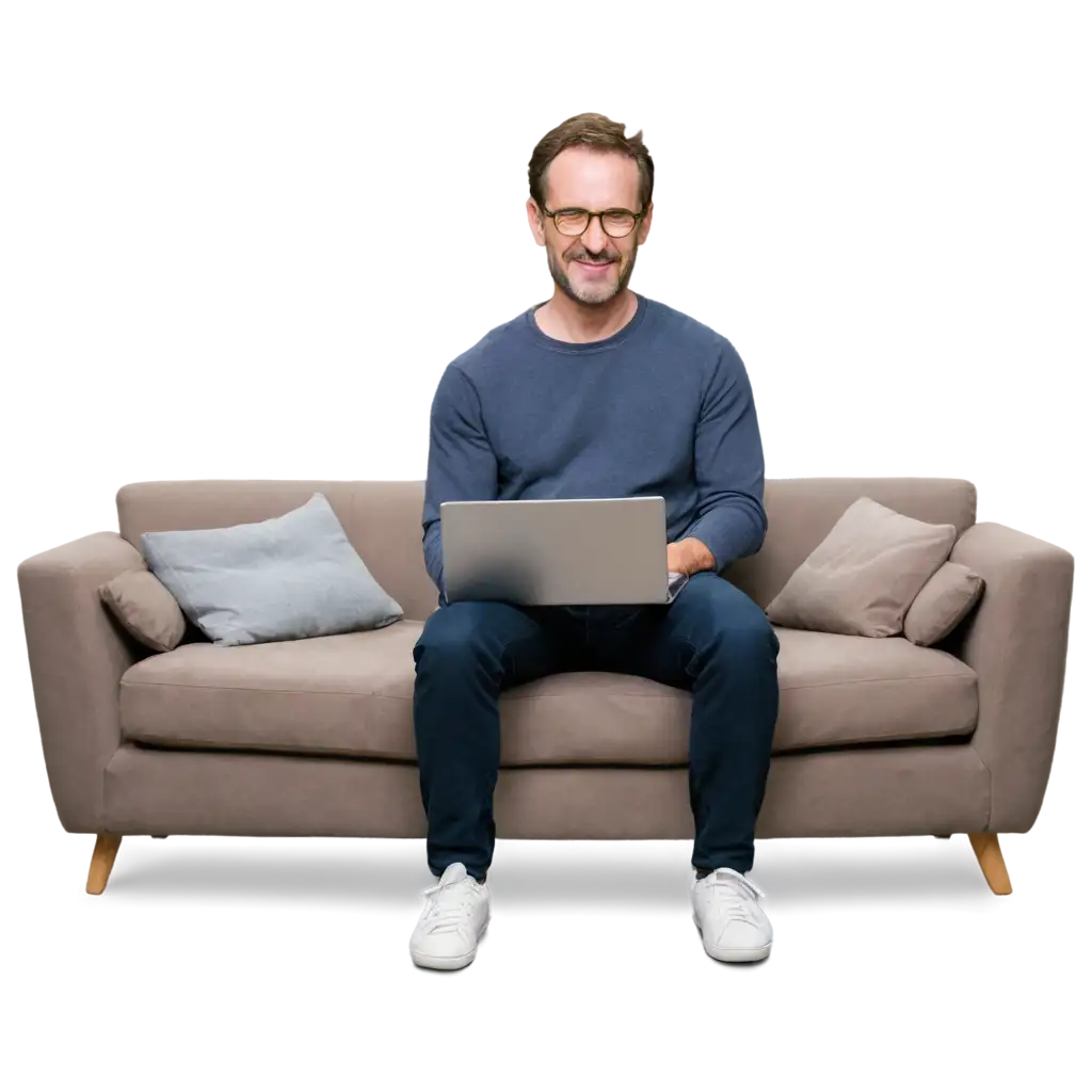 Man-Sitting-on-Couch-with-Laptop-PNG-Image-for-Digital-and-Commercial-Use