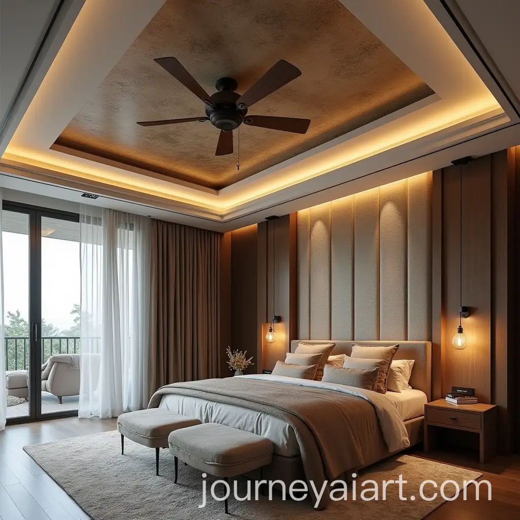 Modern-Master-Bedroom-with-Luxurious-False-Ceilings-and-Unique-Materials