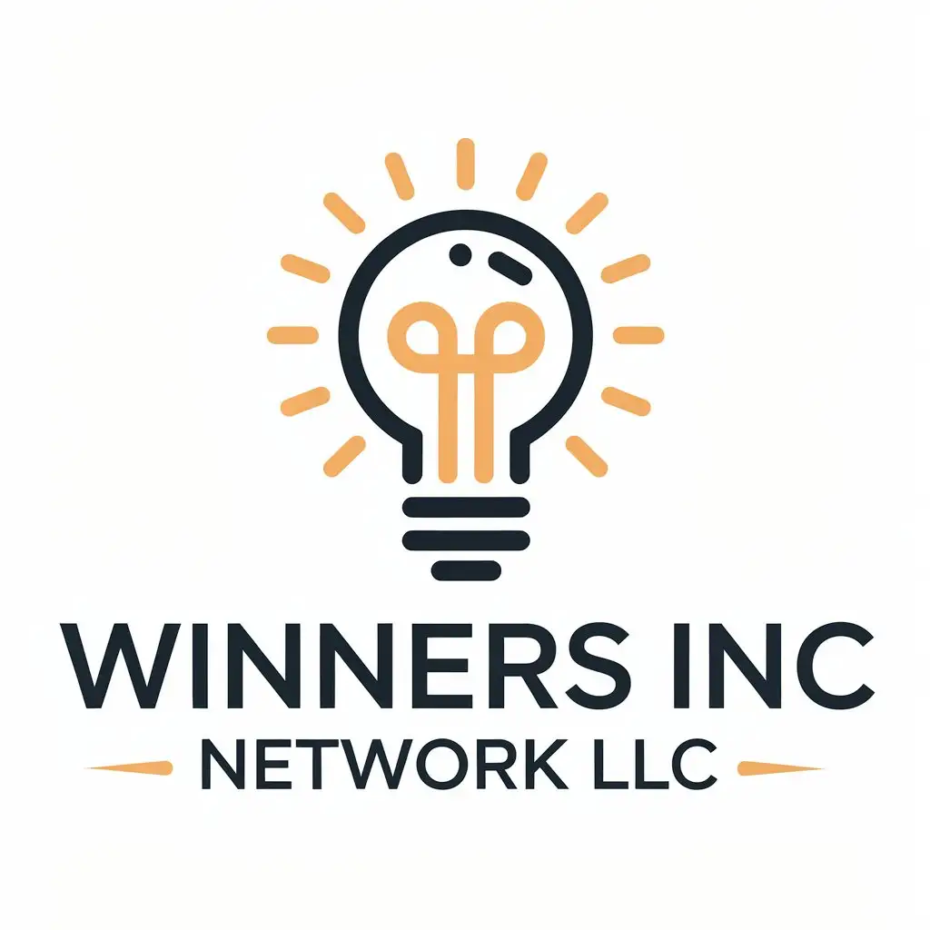 LOGO Design for Winners Inc Network LLC Modern Lightbulb Symbol with Clear Background