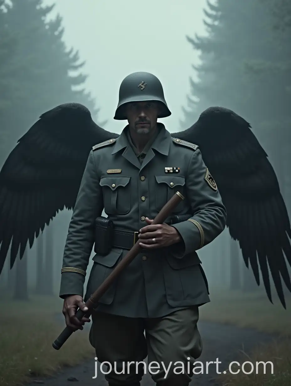 WW2-German-Soldier-with-Black-WingsAI-Art-Prompt-Expansion-in-Volcanic-AshCovered-Forest