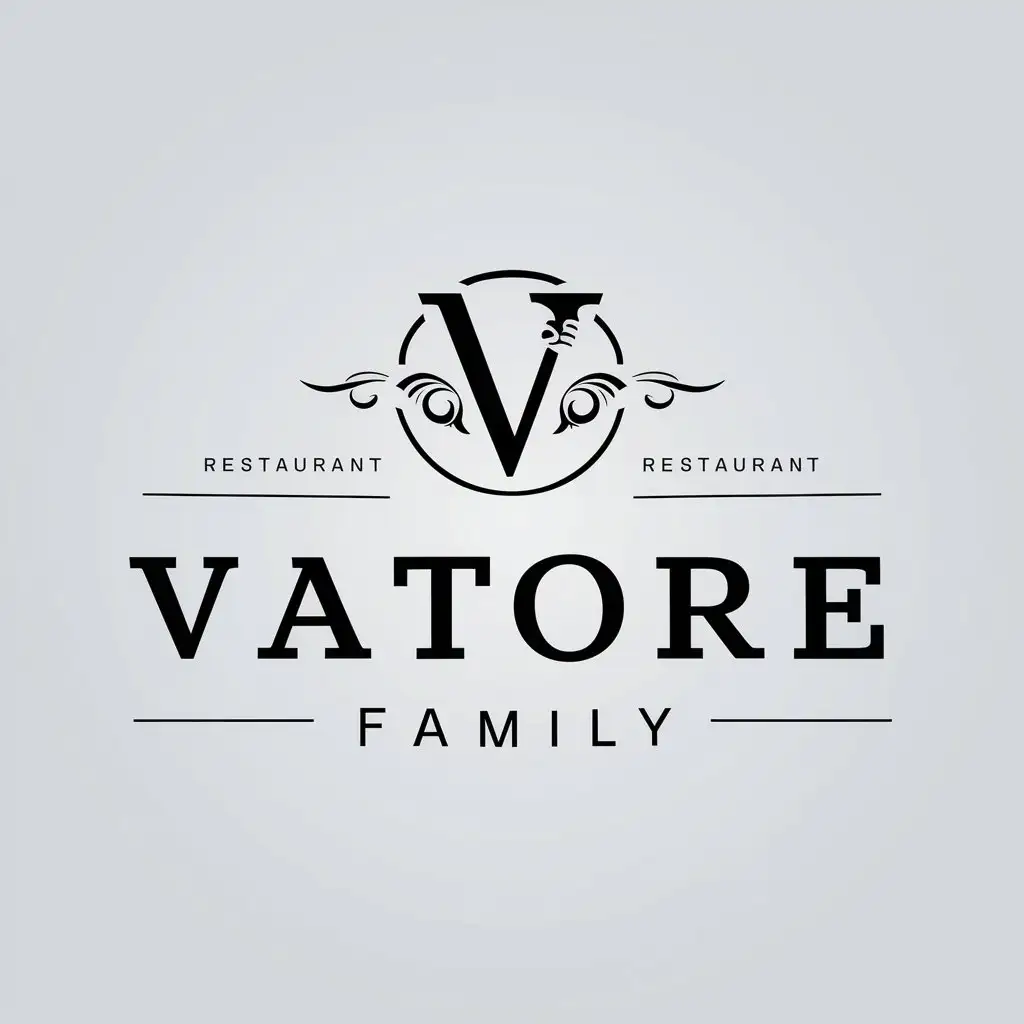 a vector logo design,with the text "Vatore family", main symbol:elegance,complex,be used in Restaurant industry,clear background