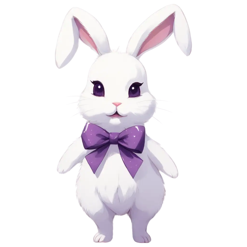 Cute-White-Bunny-with-Purple-Bow-PNG-HighQuality-Anime-Drawing-Style-Image-for-Creative-Projects