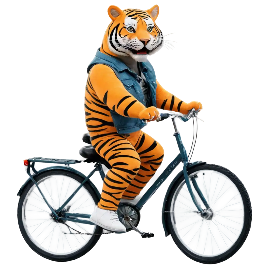 A tiger riding a bycicle