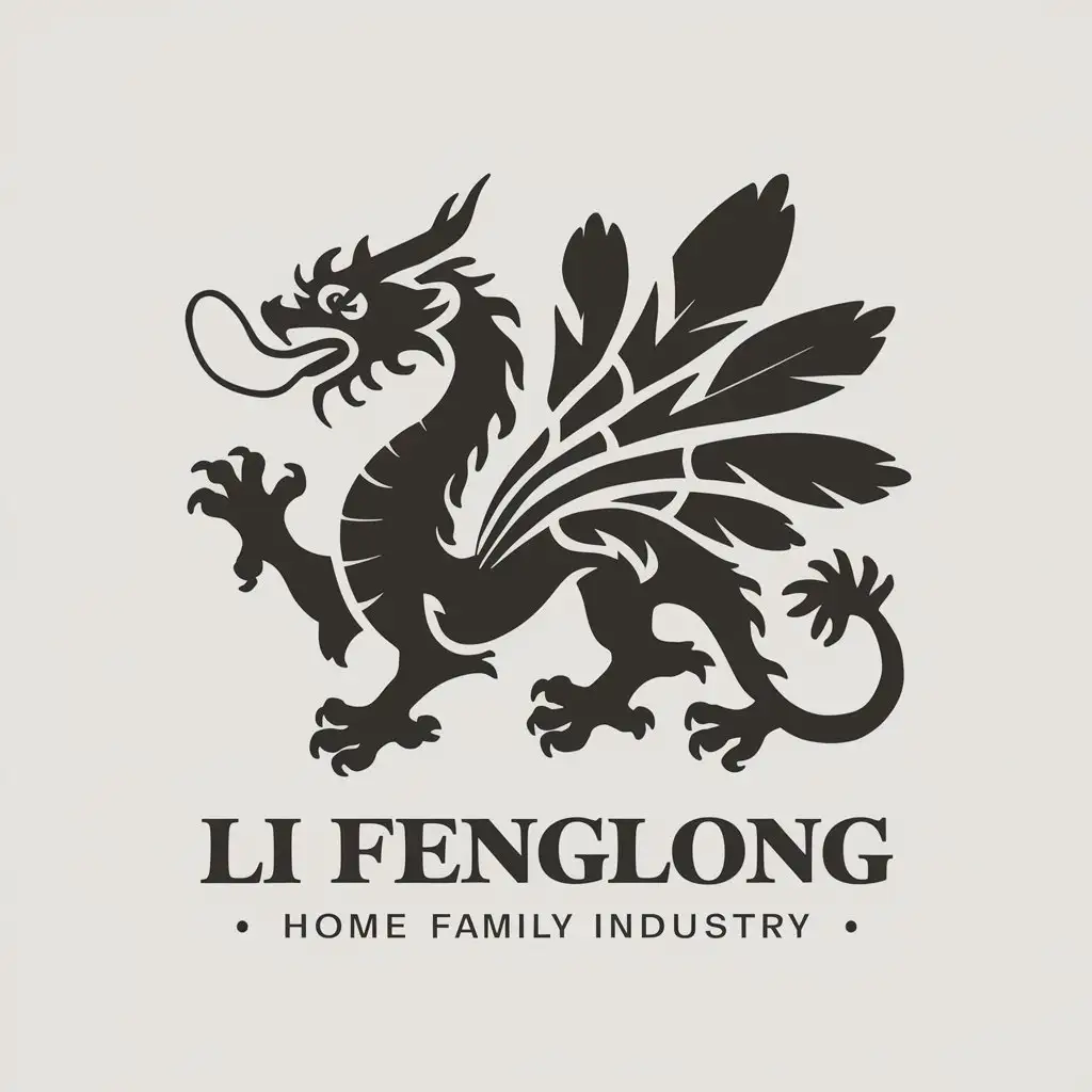 a vector logo design,with the text "Li Fenglong", main symbol:LONG FEATHERED DRAGON,Moderate,be used in Home Family industry,clear background