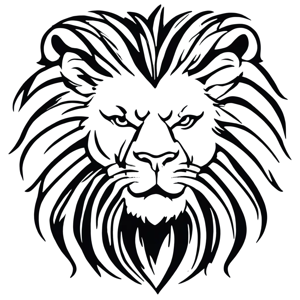 a lion for a round black and white logo