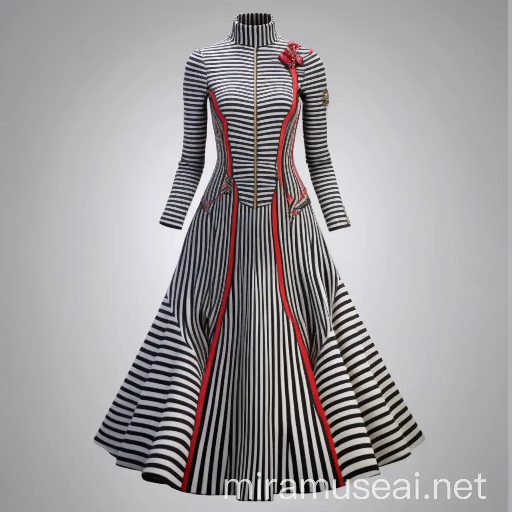 Luxury Illusion Striped Queen Dress Fashionable Elegance in Vibrant Colors