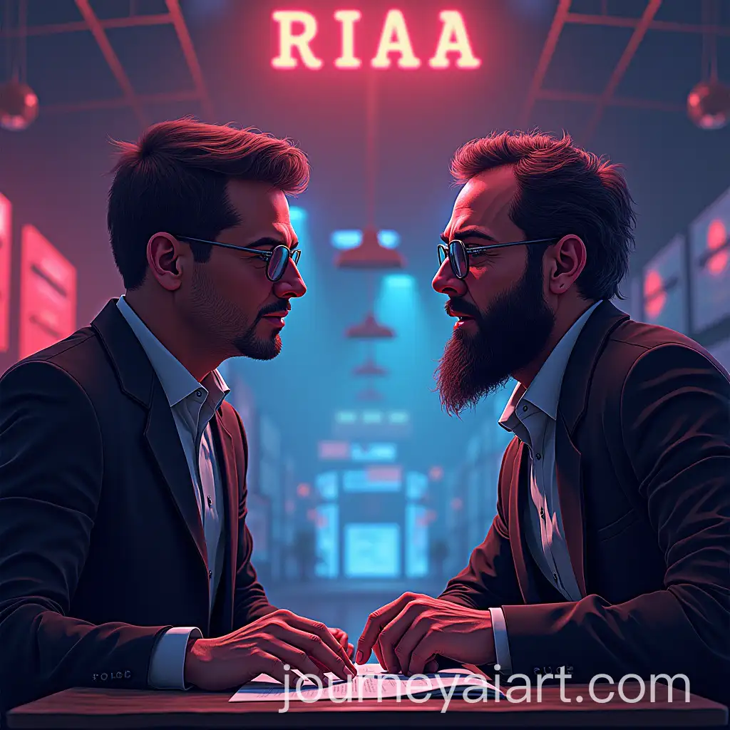 Napster-Founders-vs-RIAA-in-Cinematic-HyperRealism