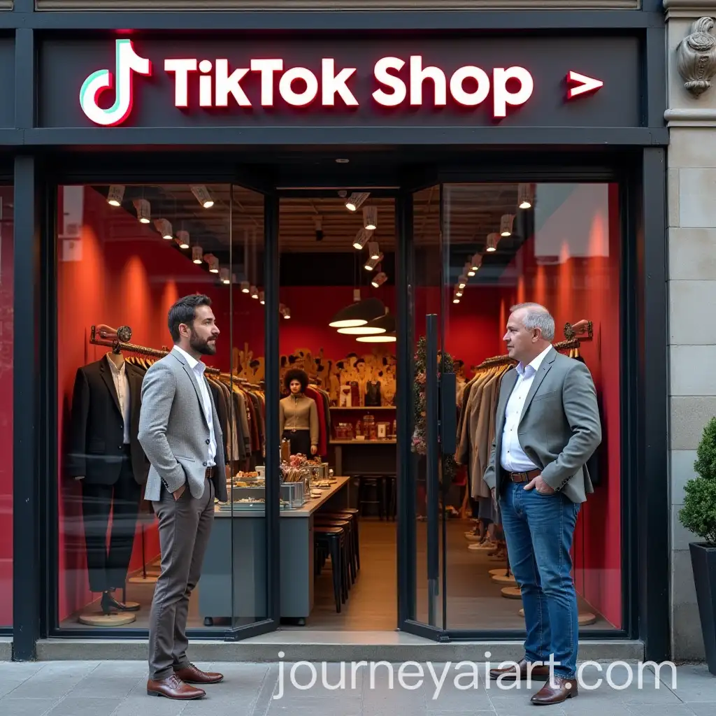 Grand-Opening-of-a-TikTok-Shop-Store-with-Businessmen-Outside
