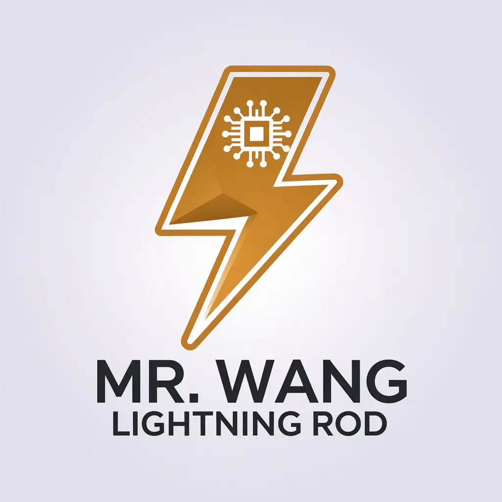 LOGO-Design-for-Mr-Wang-Lightning-Rod-Lightning-Technology-Chip-in-Vector-Style