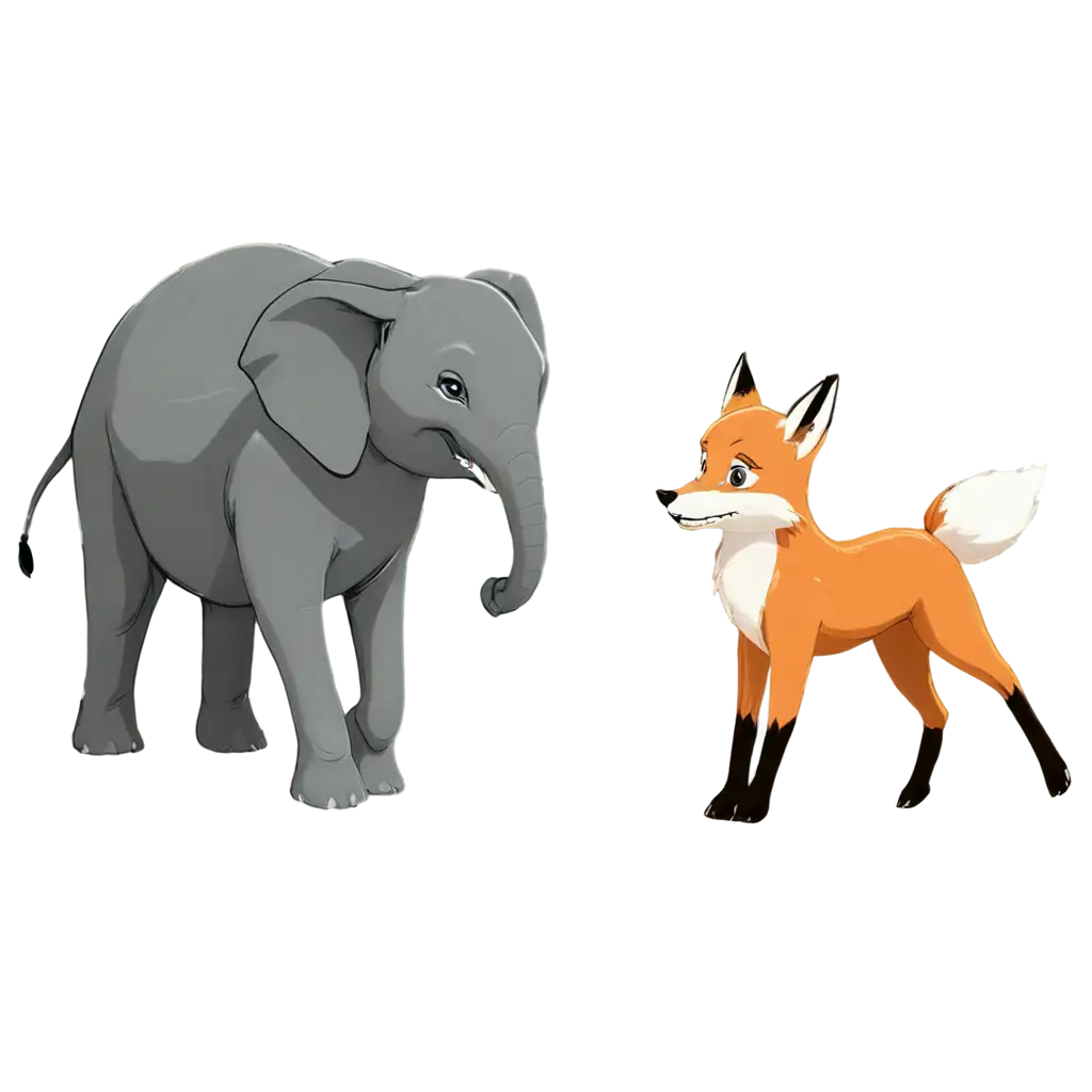 Anime-PNG-Image-of-an-Elephant-and-a-Fox-Perfect-for-Creative-Projects