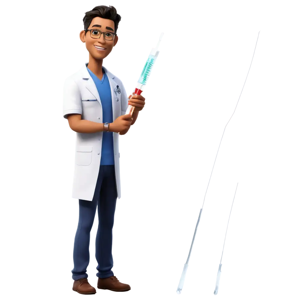 Realistic-Cartoon-PNG-of-Male-Veterinarian-from-Indonesia-Holding-Large-Syringe-High-Quality-Image-for-Various-Applications