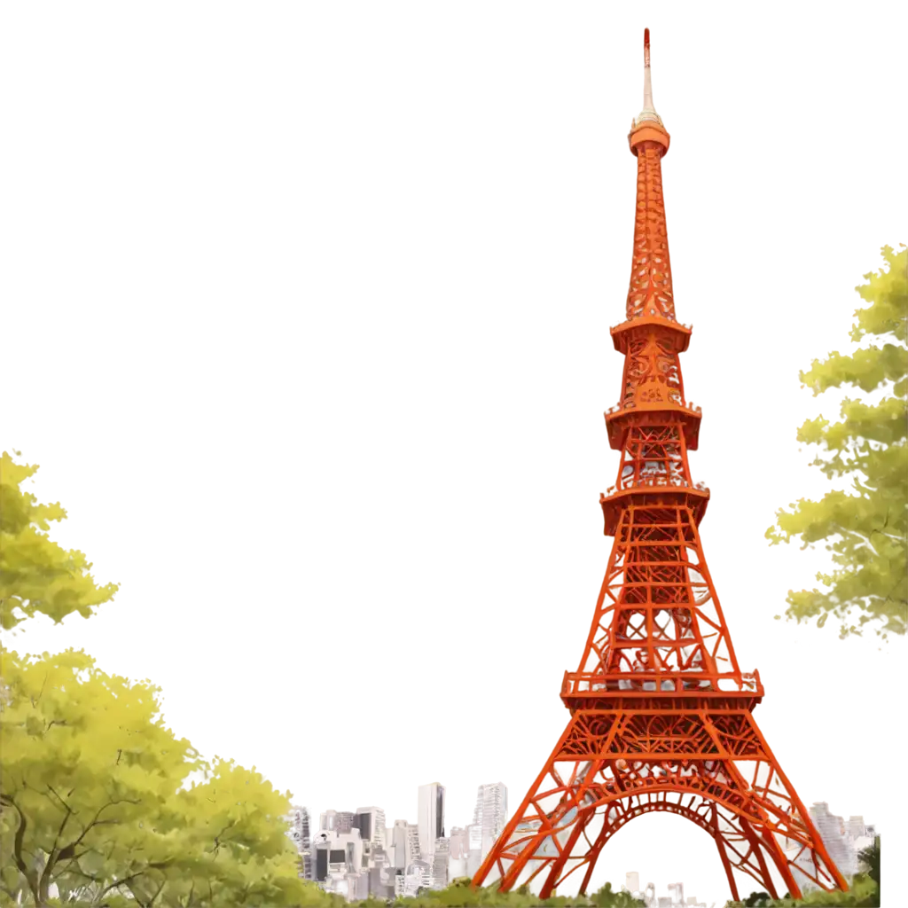 Tokyo-Tower-in-Ghibli-Style-PNG-Capturing-Enchantment-and-Detail