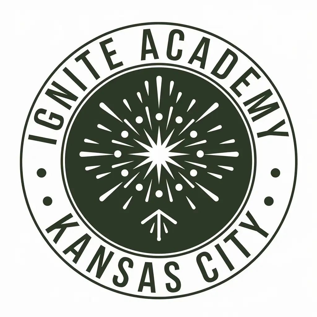 LOGO Design for Ignite Academy Kansas City Exploding Firework with Spark Green Theme for Education