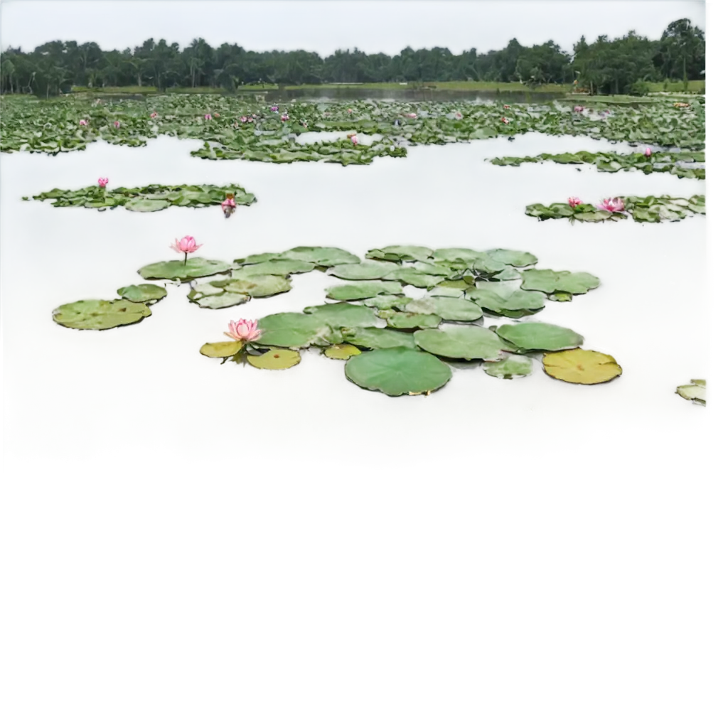 Explore-the-Serenity-of-Lotus-Lake-AIGenerated-PNG-Image