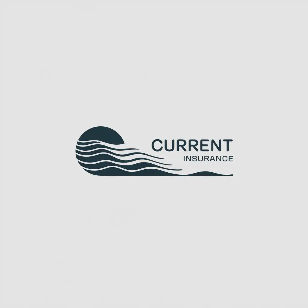 LOGO Design for Current Insurance Flowing Water Symbol with Minimalistic Style and Clear Background