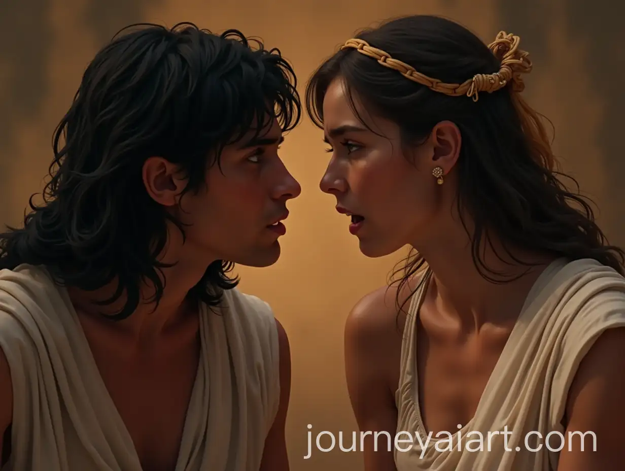 Beautiful-Girl-Swooning-and-Crying-in-Front-of-Man-with-Black-Hair-in-Greek-Era