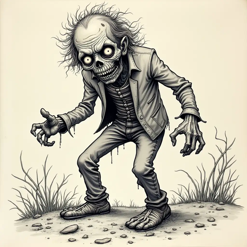 draw a zombie like the artist robert crumb