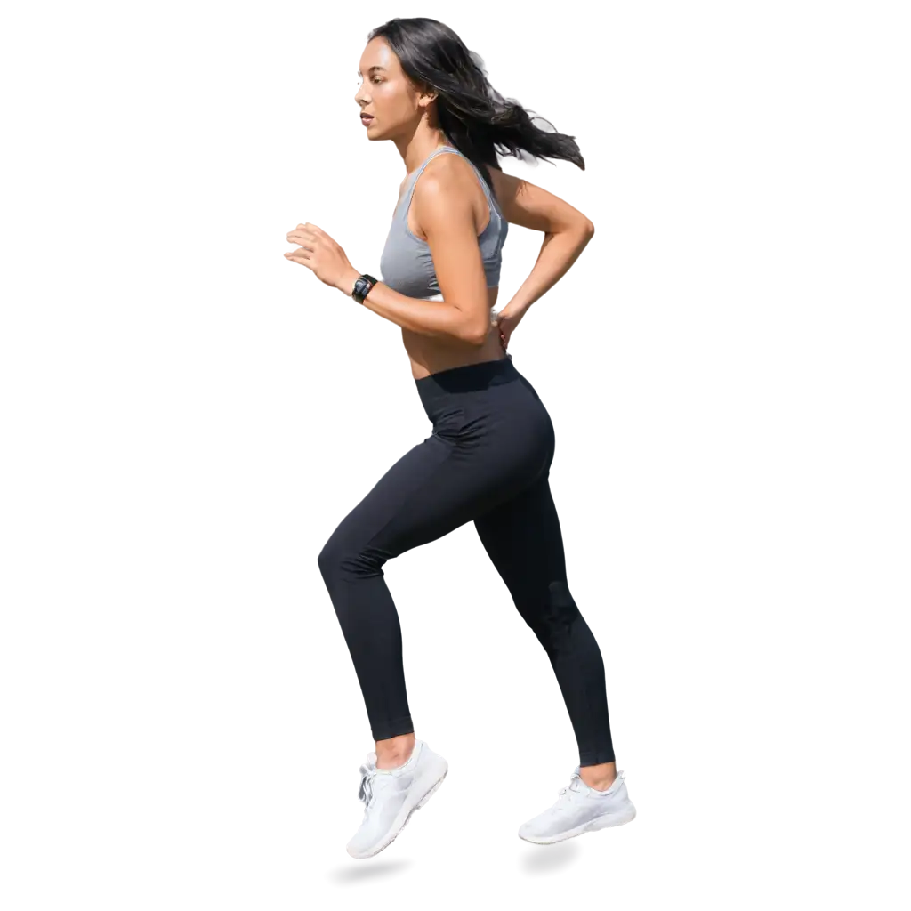 PNG-Image-of-a-Woman-Jogging-at-an-Angle-Exercise-and-Fitness-Concept