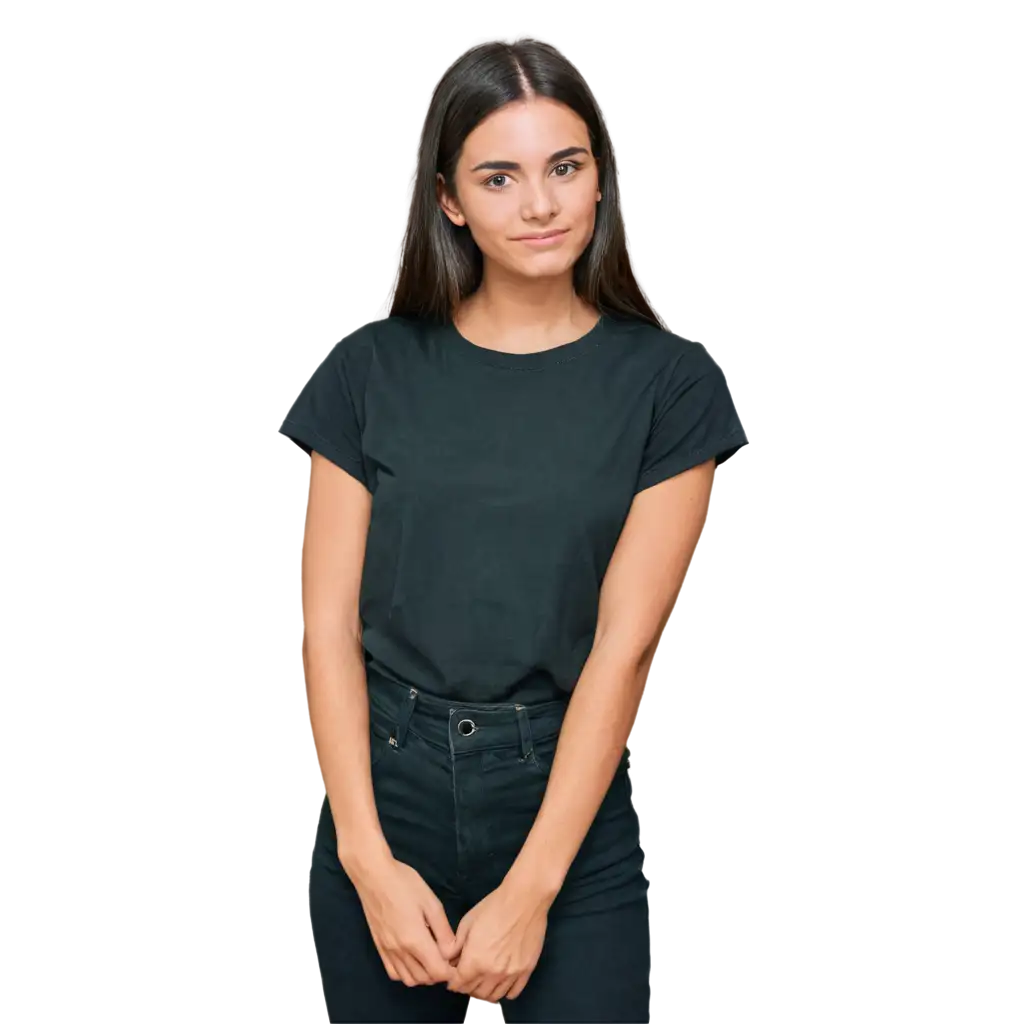 PNG-Image-of-Woman-in-Black-TShirt-HighQuality-Visual-for-Diverse-Applications