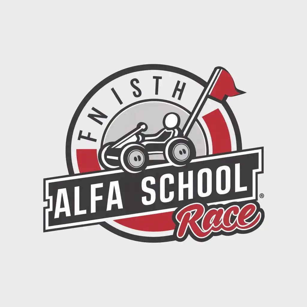 LOGO Design for Alfa School Race Finish Flag and Racing Cart in Entertainment Industry