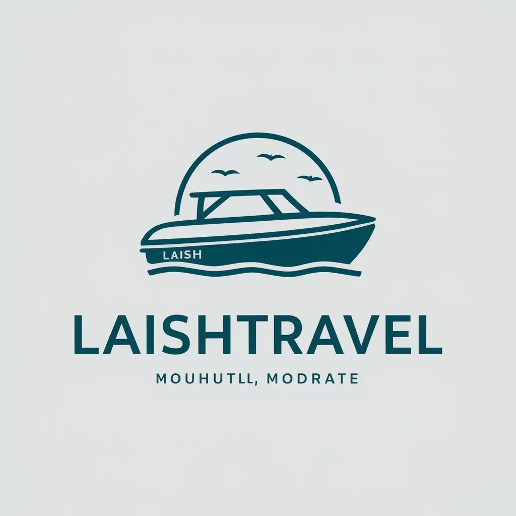 a vector logo design,with the text "LaishTravel", main symbol:Motorboat,Moderate,clear background