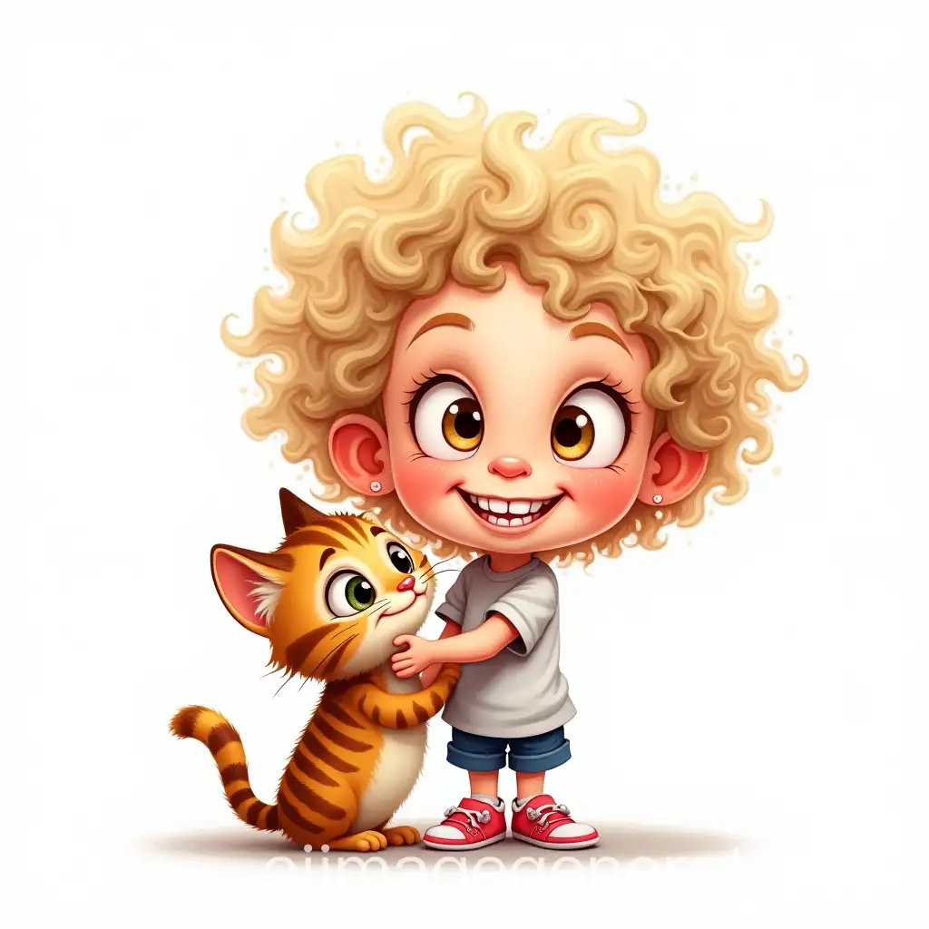 Playful-Young-Girl-Holding-a-Tabby-Cat-with-Exaggerated-Features