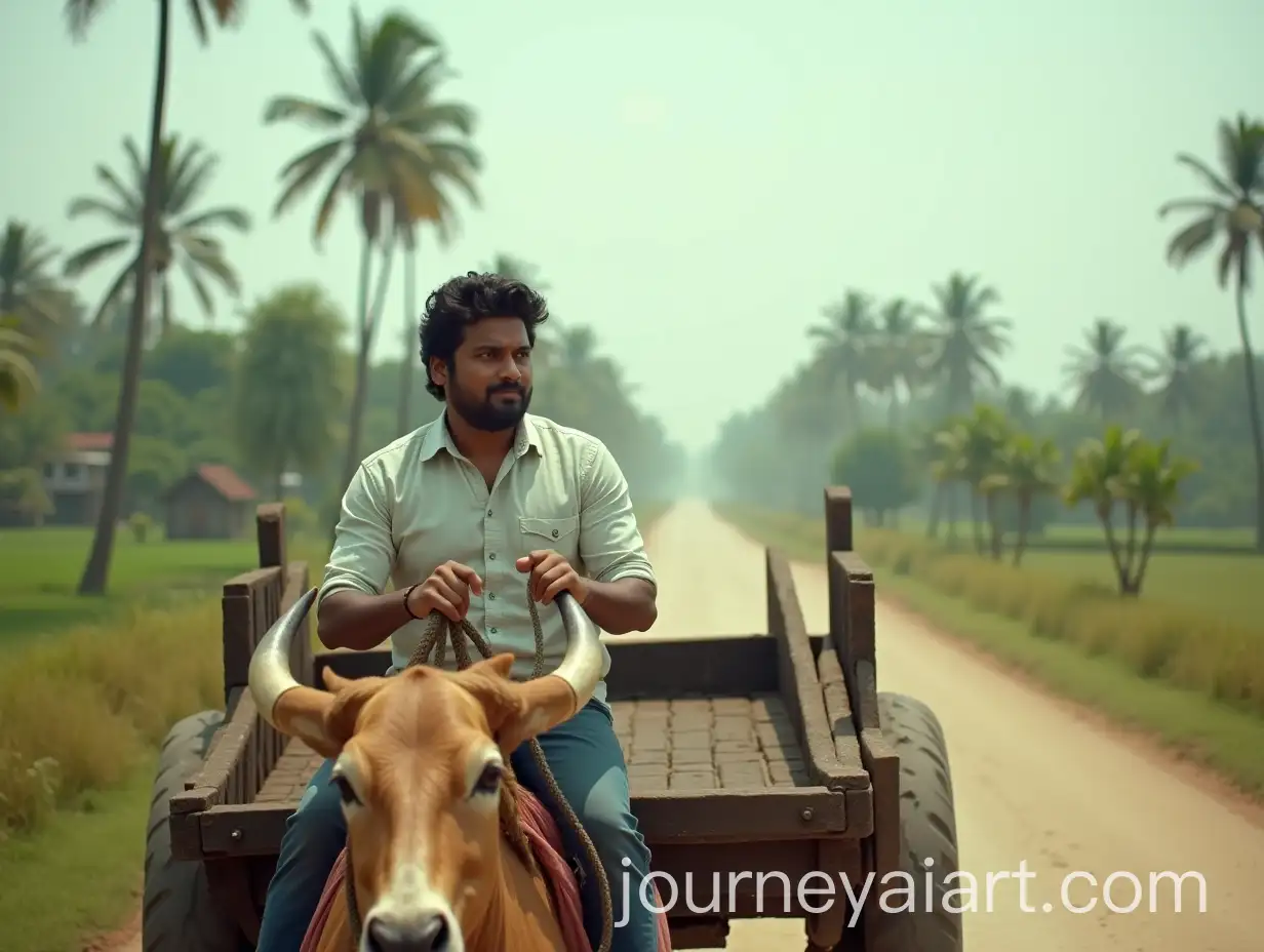 Rahul-Enjoying-Scenic-Countryside-Views-from-a-Bullock-Cart