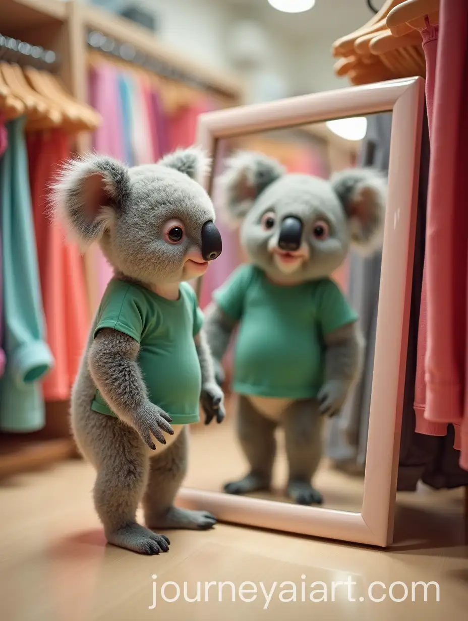 Fluffy-Koala-Trying-on-Yoga-Apparel-in-Cozy-Store-Aisle