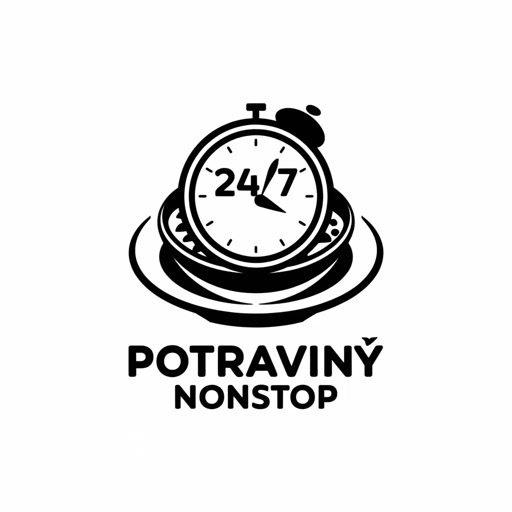 LOGO Design for Potraviny Nonstop 247 Theme with Modern and Clear Background