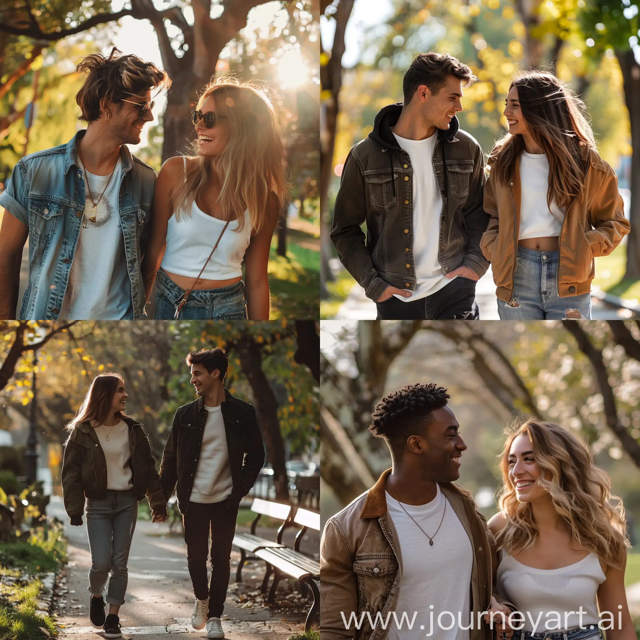 A-Joyful-Young-Couple-Walking-Together-in-the-Park