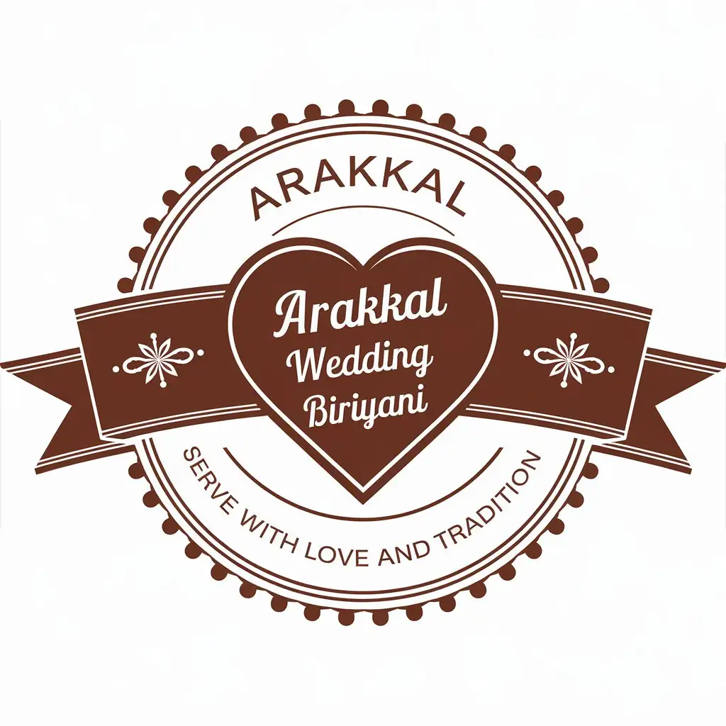 LOGO Design for Arakkal Wedding Biriyani Vector Style with a Symbol of Love and Tradition