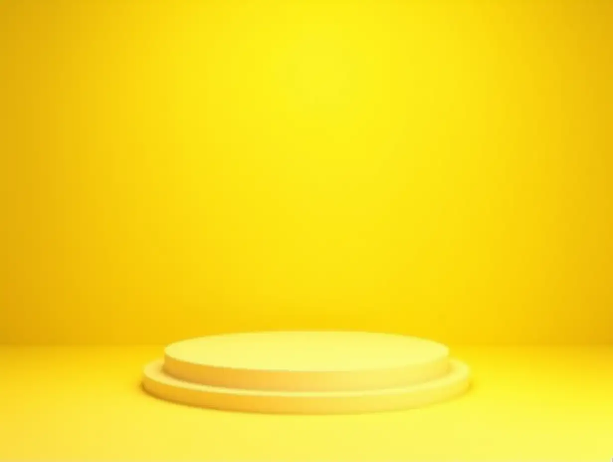 Minimal blank yellow 3d background with empty product display backdrop platform or modern studio wall scene fashion stage podium floor and colorful presentation simple art spotlight summer banner.