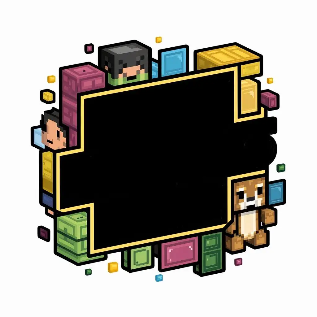 a vector logo design,with the text "super bubbles frame", main symbol:Speech bubble, minecraft, steve, vivid color, teddy, pixel art,complex,be used in Entertainment industry,clear background