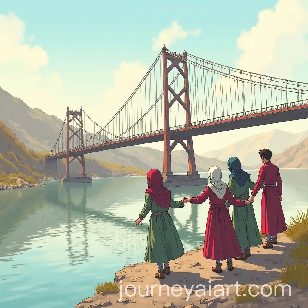 Iranian-Girls-and-Boys-Dancing-on-Old-Suspension-Bridge