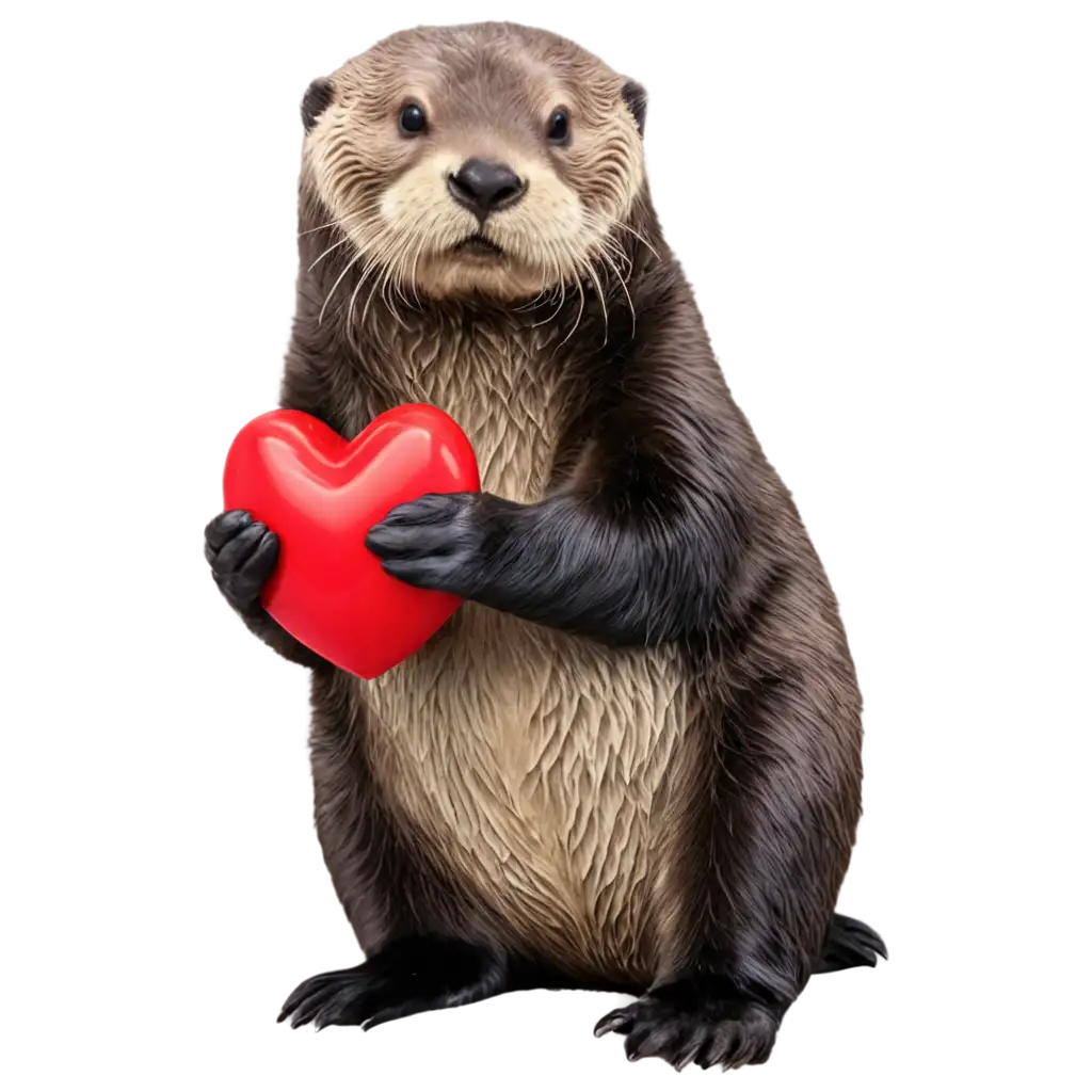 sea otter holding a heart