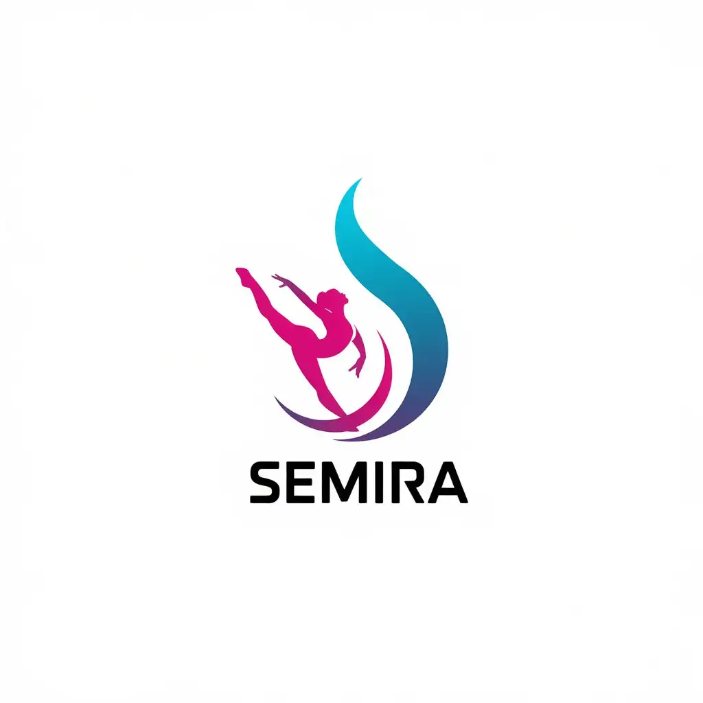 LOGO Design for Semira Vector Logo with Artistic Gymnastics Theme Featuring Gymnast Performing Jump