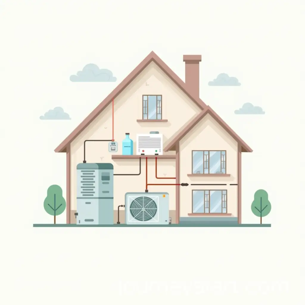 Simple-Illustration-of-a-House-with-Furnace-Heat-Pump-Water-Heater-and-Water-Softener