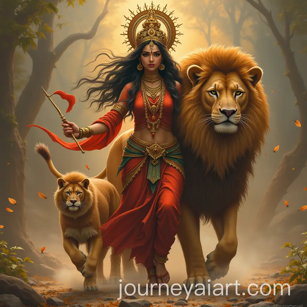 Durga-Riding-Lion-in-DivineAI-Art-Prompt-Expansion-Power-and-Grace