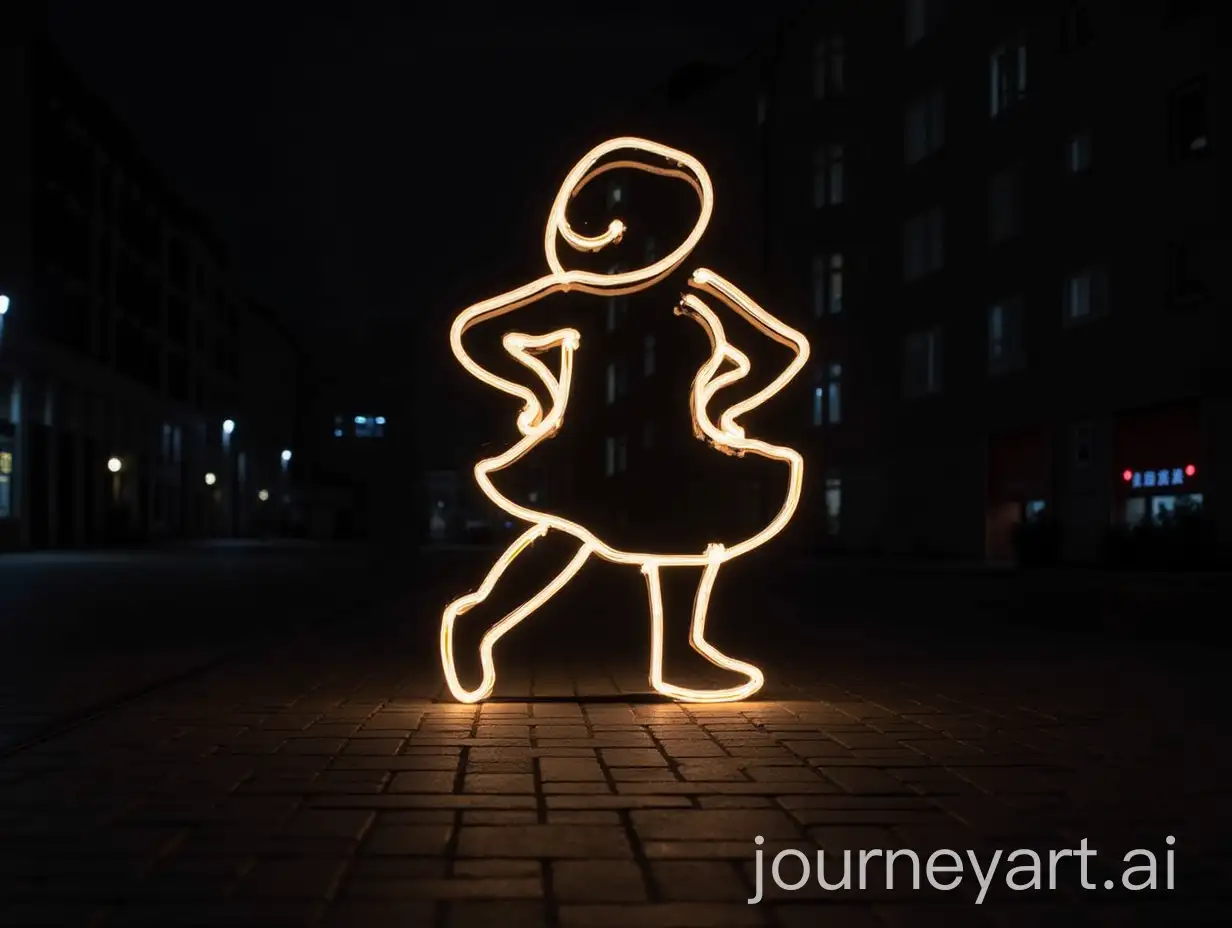 Pavement-Lights-Shaped-Like-a-Woman-Illuminating-the-Street